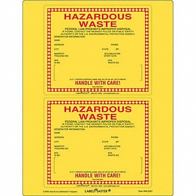 Standard Waste Label Paper 6 x6 PK25