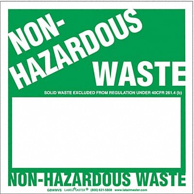 NonHazardous Waste Label H Bx Vynl PK100