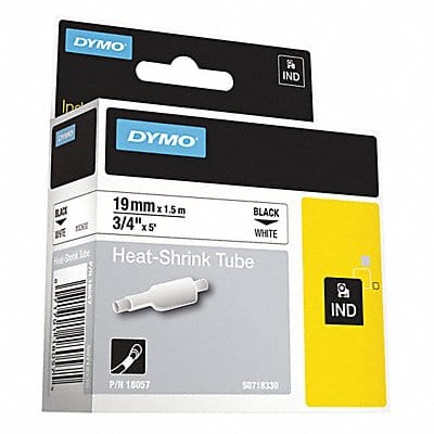 Label Tape Heat Shrink 3/4 White/Black