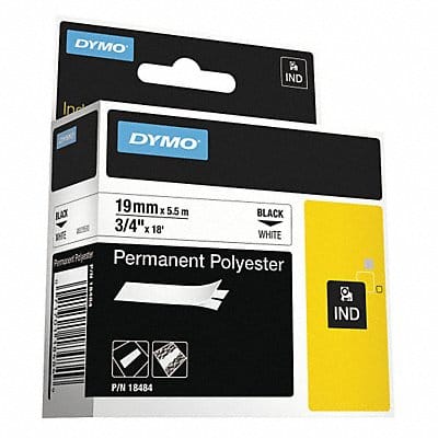 Label Tape 0.25 Perm Poly White/Black