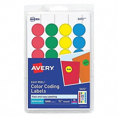 Label 0.75 Round Assorted PK1008