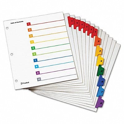 Index Divider 8 Tab Multi White PK6