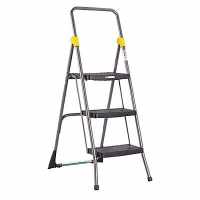 Folding Step Stool 3 Step 300 lb Gray