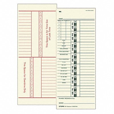 Time Card for Acroprint/Simplex PK500