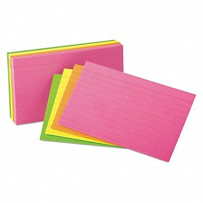 Index Card 3x5  Assorted Glow PK100