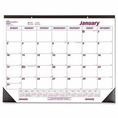 Desk Pad Monthly 21-3/4 x17 White