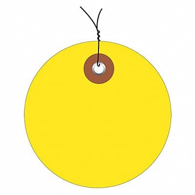 Tag Plastic Circle Wired 3 Yellow PK100