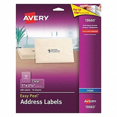 Clear Inkjet Labels 1x2 5/8 PK300