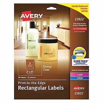 Label 2x3 Glossy Clear PK80