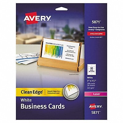 Laser Business Cards 2x3.5 White PK200