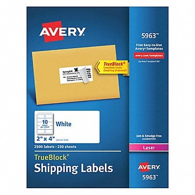 Laser Labels 2x4 10 Sheets White PK2500