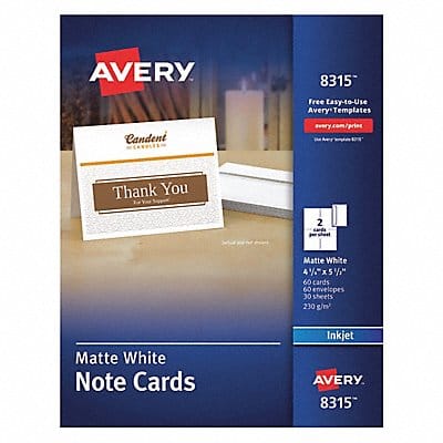 Note Cards 4.25x5.5 W/Envelopes PK60