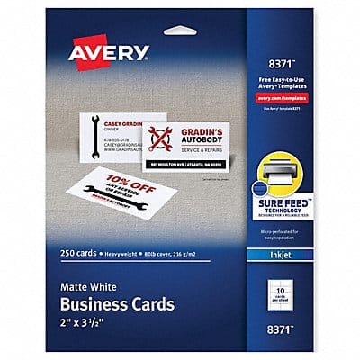 Business Cards Inkjet 2x3.5 PK250