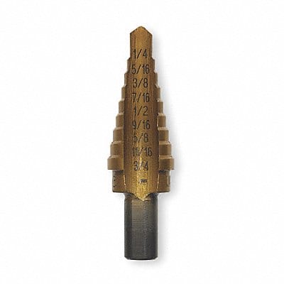 Step Drill Bit HSS 9 Sizes 1/4-3/4 In.