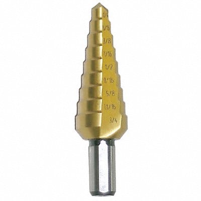 Step Drill TiN 1/8-1/2 x 1/32