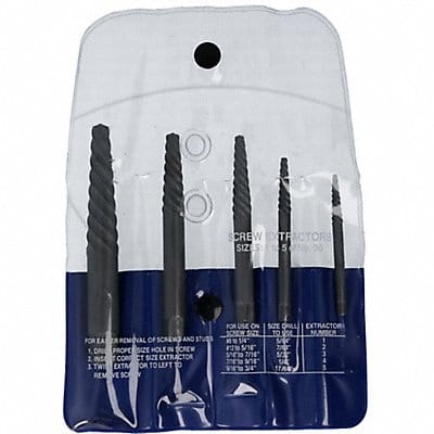 Screw Extractors 5Pc Set #1-#5 Bright