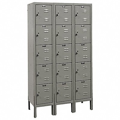 G3798 Box Locker Louvered 3 Wide 5 Tier Gray