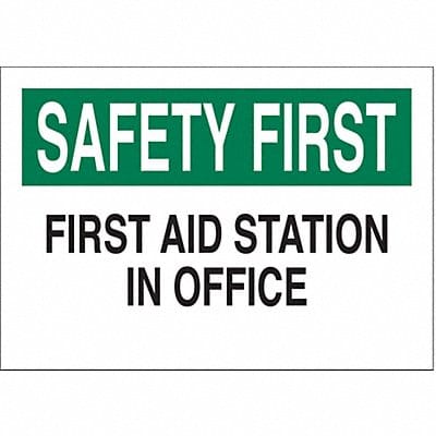 First Aid Sign 10X14 GRN and BK/WHT