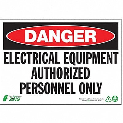 DANGER Sign Electrical Equipment 7X10