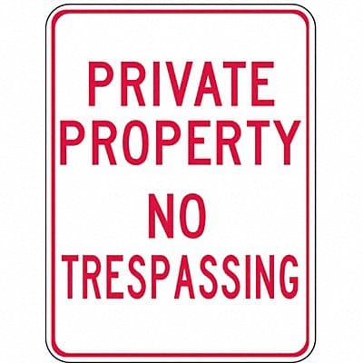 Sign Private Property No Trespass 18X12