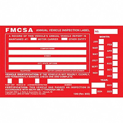 Vehicle Inspection Decal Aluminum PK10