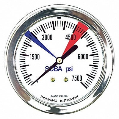 Pressure Gauge 0 to 7500 psi 2-1/2 Dial