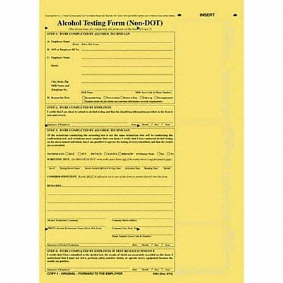 Alcohol Testing Form Yellow PK10