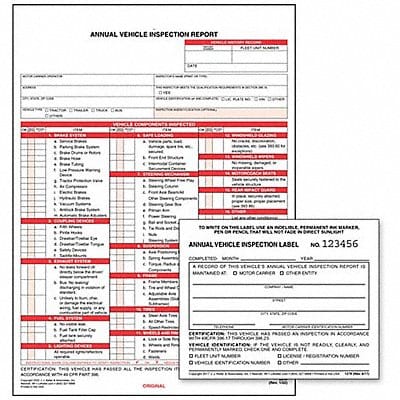 Annual Vehicle Inspection Report/Label