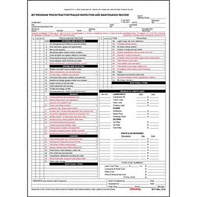 CA Truck/Trailer Inspection Report PK10