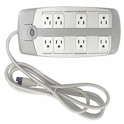 Surge Protector Outlet Strip 8 ft Gray