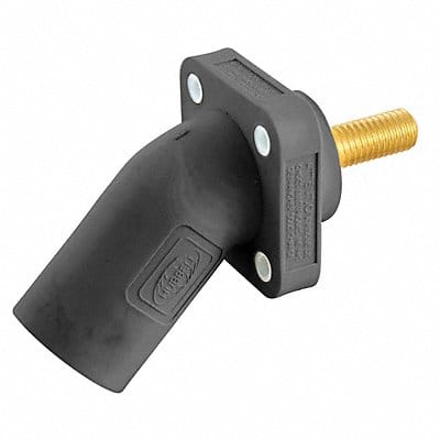 Angled Receptacle Blk Male Threaded Stud