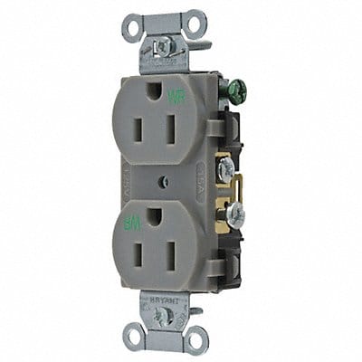 Receptacle Gray 15 A 2P3W Back Side 1PK