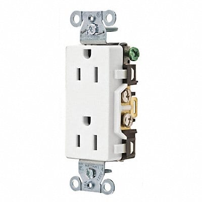 Receptacle White 15A Flush Mount 125VAC