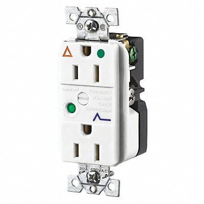 Receptacle White 15A 3 Wires 2 Poles