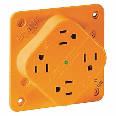 Receptacle Orange Quad Outlet 15A 125VAC