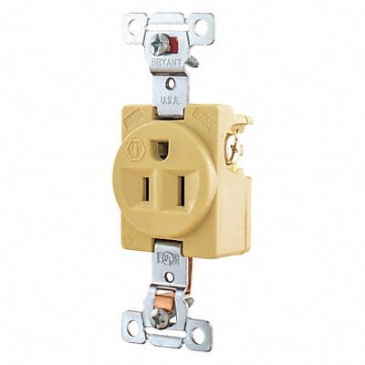 Receptacle Ivory Single Outlet Back/Side