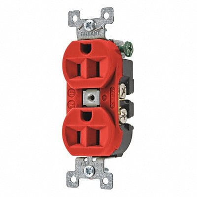 Receptacle Red 15A Back/Side Flush Mount