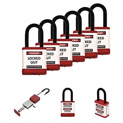 Lockout Padlock 1-1/2 H Shackle PK6