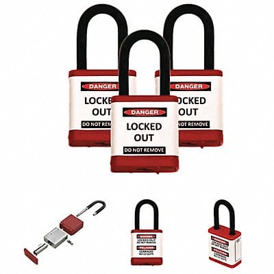 Lockout Padlock 1-1/2 H Shackle PK3