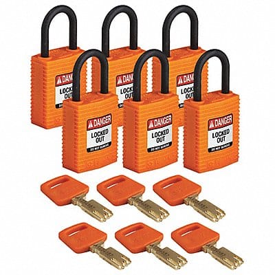 K7460 Lockout Padlock Nylon 1/4 W Org PK6