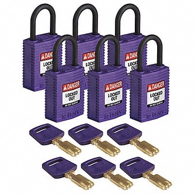 K7460 Lockout Padlock Nylon 1/4 W Purple PK6