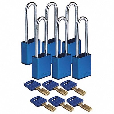 K7475 Lockout Padlock Blue 1-13/16 H Body PK6