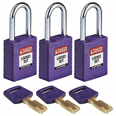 Lockout Padlock Nylon 1/2 W Purple PK3