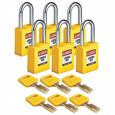 Lockout Padlock Nylon Ylw 6 Keys PK6