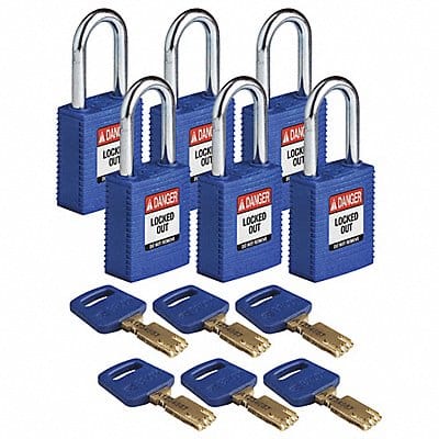 Lockout Padlock Nylon Bl 6 Keys PK6