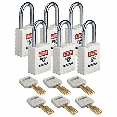 Lockout Padlock Nylon Wht 6 Keys PK6