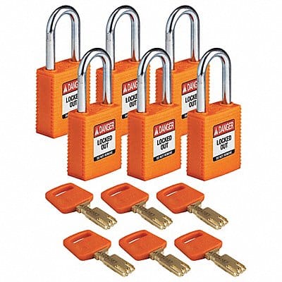 Lockout Padlock Nylon Org 1-13/16 H PK6