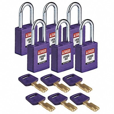 Lockout Padlock Nylon 1/2 W Purple PK6