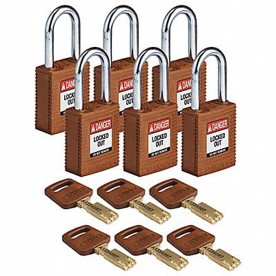 Lockout Padlock Nylon Brn 1-13/16 H PK6