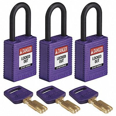 Lockout Padlock Nylon Rectangular PK3